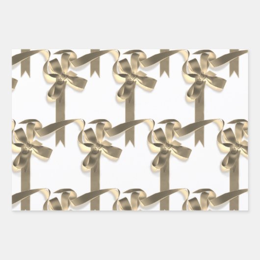 Gepersonaliseerd wit met gouden ribbons van zaterd inpakpapier vel (Voorkant 2)