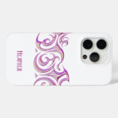 Gepersonaliseerd Wit met Roze 3D Chrome Case-Mate iPhone Case (Achterkant (horizontaal))