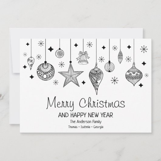 Gepersonaliseerd wit met zwarte kerst Baubles (Voorkant)