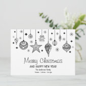 Gepersonaliseerd wit met zwarte kerst Baubles (Staand voorkant)