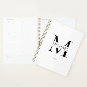 Gepersonaliseerd wit Monogram Initiaal Minimalist Planner (Display)