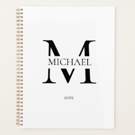 Gepersonaliseerd wit Monogram Initiaal Minimalist Planner