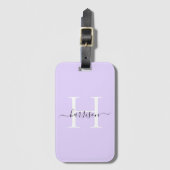 Gepersonaliseerd Wit Monogram Script Naam Aangepas Bagagelabel (Voorkant (verticaal))