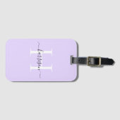Gepersonaliseerd Wit Monogram Script Naam Aangepas Bagagelabel (Voorkant (horizontaal))