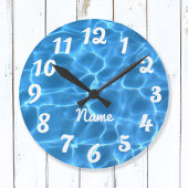 Gepersonaliseerd wit nummer Aqua Blue Swimming Poo Ronde Klok