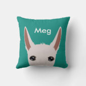 Gepersonaliseerd wit Podenco gezicht Kussen (Achterkant)