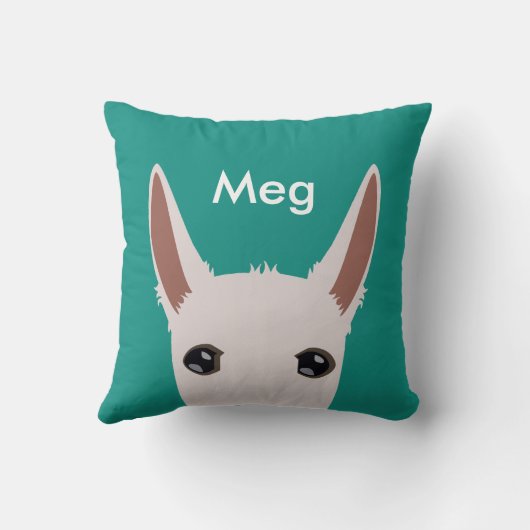 Gepersonaliseerd wit Podenco gezicht Kussen (Achterkant)