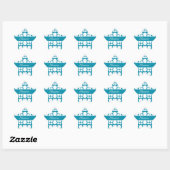 Gepersonaliseerd wit puntpatroon op Bondi Blue Ster Sticker (Vel)