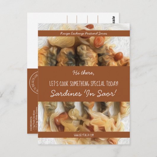 Gepersonaliseerd wit script bruin modern recept briefkaart (Voorkant / Achterkant)