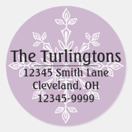 Gepersonaliseerd Wit Snowflake Return-adres Ronde Sticker