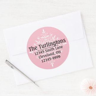 Gepersonaliseerd Wit Snowflake Return-adres Ronde Sticker