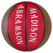 Gepersonaliseerd wit type op rood basketbal (Verticaal)