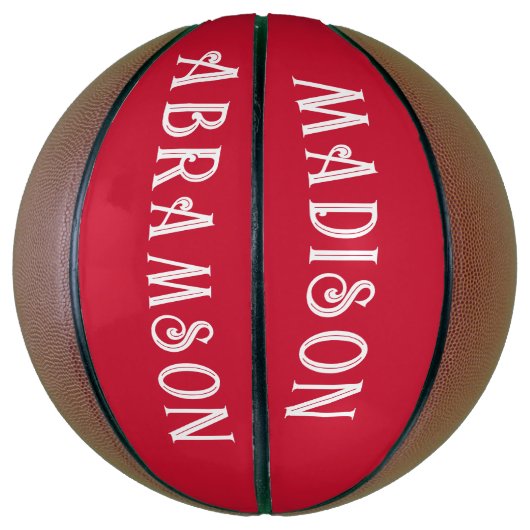 Gepersonaliseerd wit type op rood basketbal (Verticaal)