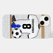 Gepersonaliseerd wit zwart Football Soccer Jersey Case-Mate iPhone Case (Achterkant (horizontaal))