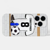 Gepersonaliseerd wit zwart Football Soccer Jersey Case-Mate iPhone Case (Achterkant (horizontaal))
