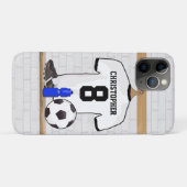 Gepersonaliseerd wit zwart Football Soccer Jersey Case-Mate iPhone Case (Achterkant (horizontaal))
