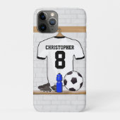 Gepersonaliseerd wit zwart Football Soccer Jersey Case-Mate iPhone Case (Achterkant)