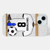 Gepersonaliseerd wit zwart Football Soccer Jersey Case-Mate iPhone Case (Achterkant (horizontaal))