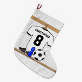 Gepersonaliseerd wit zwart Football Soccer Jersey Grote Kerstsok (Voorkant (Hangend))