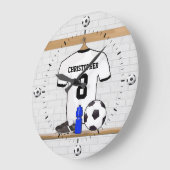 Gepersonaliseerd wit zwart Football Soccer Jersey Grote Klok (Hoek)