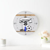 Gepersonaliseerd wit zwart Football Soccer Jersey Grote Klok (Huis)