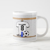 Gepersonaliseerd wit zwart Football Soccer Jersey Grote Koffiekop (Rechts)