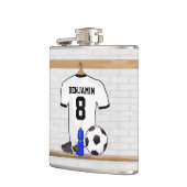 Gepersonaliseerd wit zwart Football Soccer Jersey Heupfles (Links)