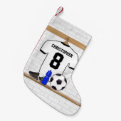 Gepersonaliseerd wit zwart Football Soccer Jersey Kleine Kerstsok (Voorkant (Hangend))