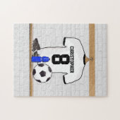 Gepersonaliseerd wit zwart Football Soccer Jersey Legpuzzel (Horizontaal)