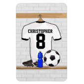 Gepersonaliseerd wit zwart Football Soccer Jersey Magneet (Verticaal)