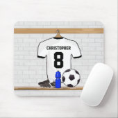 Gepersonaliseerd wit zwart Football Soccer Jersey Muismat (Met muis)