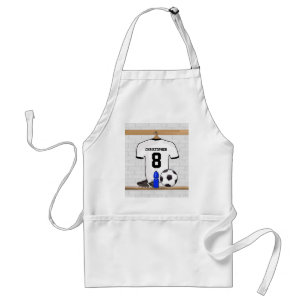 Gepersonaliseerd wit zwart Football Soccer Jersey Standaard Schort