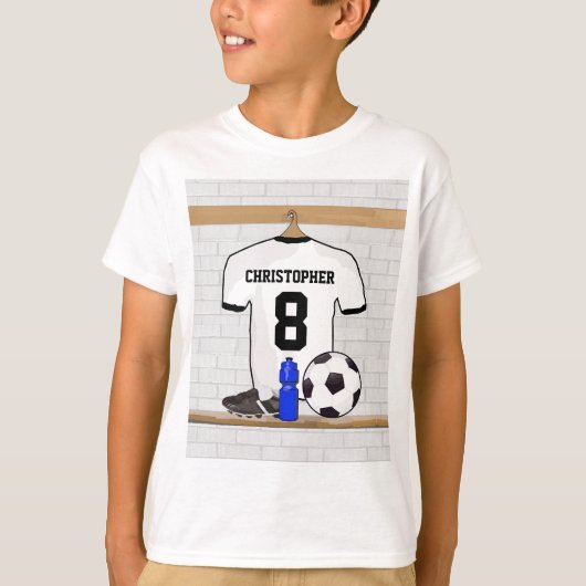 Gepersonaliseerd wit zwart Football Soccer Jersey T-shirt (Voorkant)
