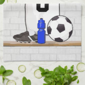 Gepersonaliseerd wit zwart Football Soccer Jersey Theedoek (Gevouwen)