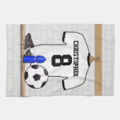 Gepersonaliseerd wit zwart Football Soccer Jersey Theedoek (Horizontaal)