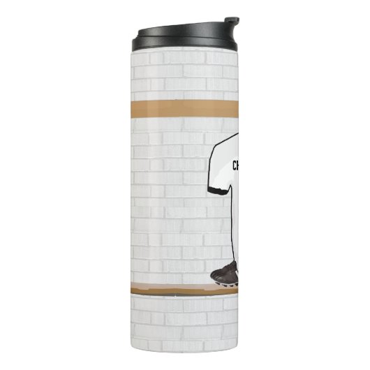 Gepersonaliseerd wit zwart Football Soccer Jersey Thermosbeker (Gedraaid links)