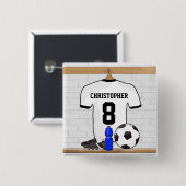 Gepersonaliseerd wit zwart Football Soccer Jersey Vierkante Button 5,1 Cm (Voorkant /achterkant)