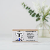 Gepersonaliseerd wit zwart Football Soccer Jersey Visitekaartje (Staand voorkant)