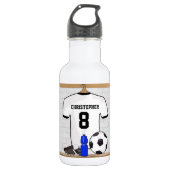 Gepersonaliseerd wit zwart Football Soccer Jersey Waterfles (Voorkant)
