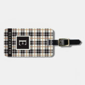 Gepersonaliseerd Wit Zwart Grijs Rood Geruit Patro Bagagelabel (Voorkant horizontaal)