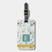 Gepersonaliseerd Witte Bloemen Groene Gele Bloemen Bagagelabel (Voorkant verticaal)
