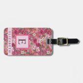 Gepersonaliseerd Witte Bloemen Roze Bloem Bagagelabel (Voorkant horizontaal)