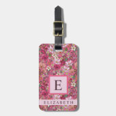 Gepersonaliseerd Witte Bloemen Roze Bloem Bagagelabel (Voorkant verticaal)