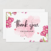 Gepersonaliseerd witte en roze waterverfkwast bedankkaart (Voorkant / Achterkant)