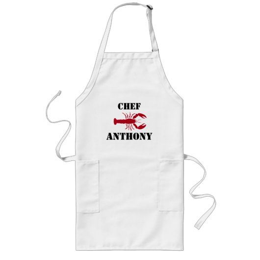 Gepersonaliseerd witte kreeft lang schort (Voorkant)