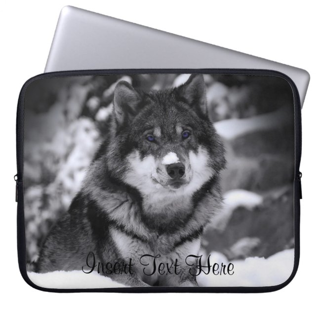 Gepersonaliseerd Wolf Laptop Hoesje Laptop Sleeve (Voorkant)