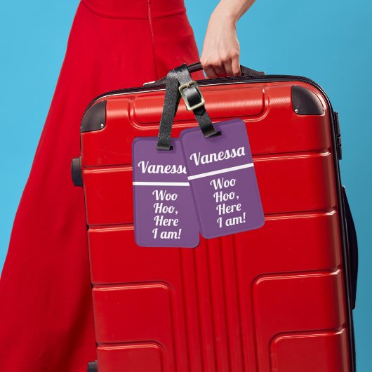 Gepersonaliseerd Woo Hoo | Grappige bagagelabel