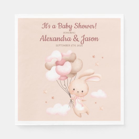 Gepersonaliseerd Woodland Bunny Rabbit Baby shower Servet (Voorkant)