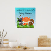Gepersonaliseerd Woodland Creatures Baby shower Po Poster (Keuken)