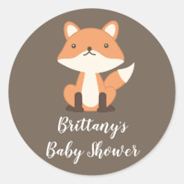 Gepersonaliseerd Woodland Fox Forest Baby shower Ronde Sticker